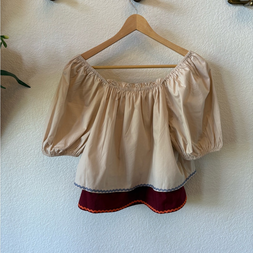 NWT English Factory Cream and Maroon Blouse